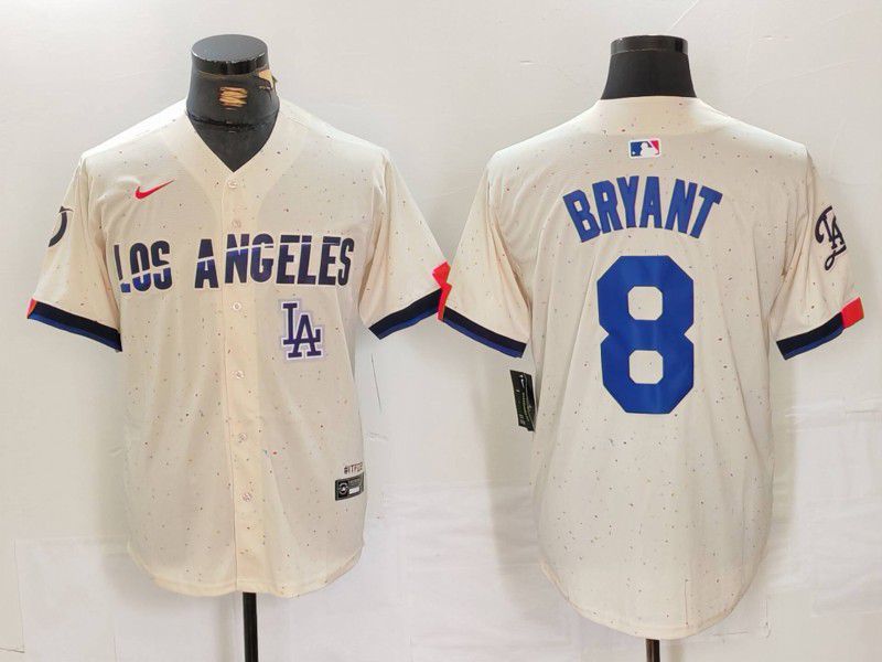 Men Los Angeles Dodgers #8 Bryant Cream Fashion Nike Game MLB Jersey style 5